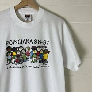 90s USA古着 白 プリントTシャツ 半袖 FRUIT OF THE LOOM フルーツオブザルーム アメリカ古着 vintage ヴィンテージ Lサイズ カラフル 子供