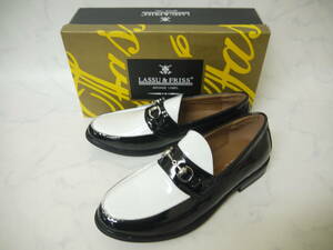 379 新品 紳士靴 LASSU＆FRISS 48（29.0ｃｍ）ビジネスシューズ BK/WH ブラック/ホワイト バイカラー 革靴 大きいサイズ