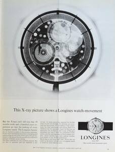 稀少・時計広告！1966年ロンジン 時計広告/Longines Flagship Automatic Watch/R