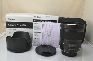 ★★極上品 SIGMA 50mm F1.4 DG HSM Art Lens ニコンF w/Box♪♪#5711EX
