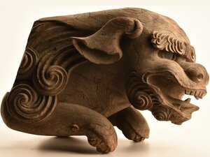 【琴》送料無料 仏教美術 時代 木彫獅子型木鼻 WK769