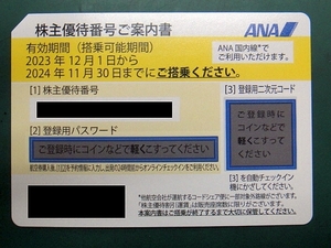 【株主優待券】ANA 2024年11月30日まで ナビでのパスワード通知可能 数量2あり