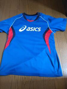 □150サイズ asics/アシックス　半袖シャツ Tシャツ(青) 送料185 USED