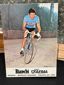 ビンテージ イタリア Felice Gimondi Bianchi FAEMA campagnolo clement ポストカード　ビアンキ