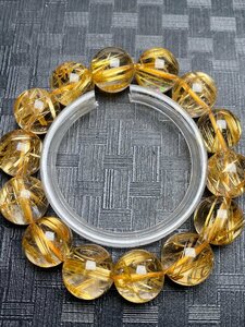 即決 0128e096 最高級！！極美品★【黄金タイチンルチル】★ブレス 16-17mm（新品）