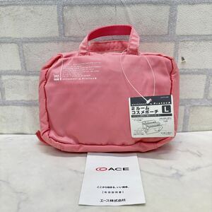 新品 タグ付き ACE 2ルーム コスメポーチ ハンドバッグ ピンク L トラベル 化粧