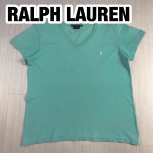 RALPH LAUREN SPORT ラルフローレン スポーツ 半袖Tシャツ M ライトグリーン Vネック 刺繍ポニー