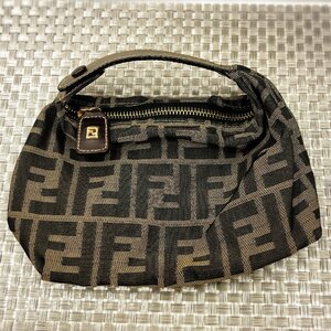 【中古美品/TO】FENDI フェンディ ズッキーノ キャンバス×レザー ズッカ柄 ポーチ ズッカ　IM047/004