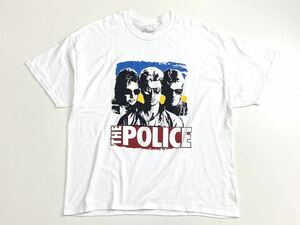 ★ THE POLICE ◆ イラスト Tシャツ 白 XLサイズ イギリス ロックバンド ポリス バンドT ロックT 半袖 カットソー ◆W7 MうK4B-04