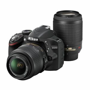 Nikon デジタル一眼レフカメラ D3200 200mmダブルズームキット 18-55mm/55-200mm付属 ブラック D3200WZ