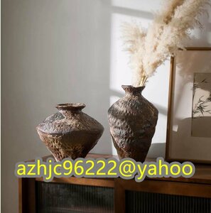 粗い陶器の花瓶高級感和風禅の置物レトロな茶室民宿の応接間装飾生け花の陶器の壺です つを選ぶことができます