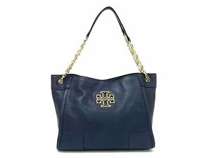 1円 ■美品■ TORY BURCH トリーバーチ レザー チェーン ハンドバッグ トート ショルダー 肩掛け レディース ブルー系 BG8238