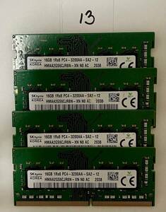 13 - メモリ HYNIX 計64GB (16GB x4枚) SO-DIMM DDR4 PC4-3200AA ジャンク扱い