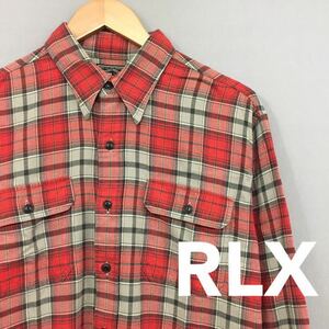 RLX ラルフローレン RalphLauren アールエルエックス スポーツウェア ゴルフ 長袖シャツ チェック柄 ネルシャツ メンズ Mサイズ ～★