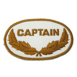アイロンワッペン CAPTAIN キャプテン ミリタリー 紋章 ベージュ デザイン ワッペン 簡単貼り付け アップリケ 刺繍 裁縫 