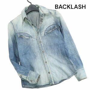 BACKLASH バックラッシュ イサムカタヤマ ヴィンテージ加工★ ピッグスキン 長袖 ウエスタン デニム シャツ Sz.XS　メンズ　K3T00606_A#O