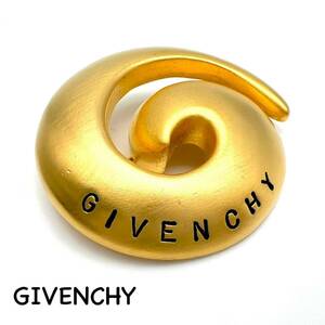 GIVENCHY｜ジバンシィ ブローチ【アクティ】ロゴ ラウンド マットゴールドカラー 大ぶり ヴィンテージ ジバンシー ブランド a533et