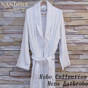 新品　NANDINA　バンブータオル　メンズバスローブ　ホワイト　Lサイズ