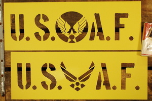 USAF 新・旧 ロゴ ステンシル 型紙 セット ◆ エアフォース アメリカ空軍 紙製 【大】