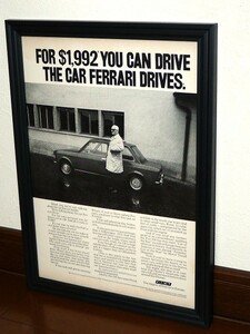 1972年 USA 70s 洋書雑誌広告 額装品 Fiat 128 フィアット (A4size) / 検索用 Ferrari フェラーリ 店舗 ガレージ 看板 ディスプレイ サイン