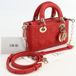 中古良品ディオールChristian Dior レディD-JOY マイクロバッグ ラムスキン S0910ONHG 35RU レッド系　 ランク：A us-2 2WAY レディース