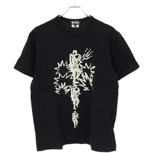 BLACK COMME des GARCONS ブラック コムデギャルソン 17SS プリントTシャツ ブラック L 1S-T005 ITZ01NF67T28