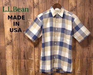 USA製【S】L.L.BEAN エルエルビーン 半袖シャツ COOL WEAVE ボックス LLビーン