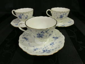 【ナルミ カップ＆ソーサー 3客セット①】NARUMI HELIOS Bone China 花柄 金彩 陶器 洋食器【B2-3②】1113