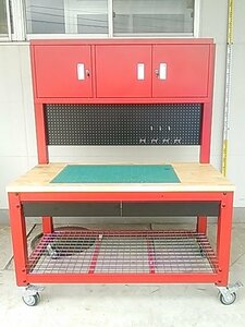 (美品) WHALEN STORAGE ウォーレン ストレージ キャビネット付きワークベンチ 作業台 工具 道具 収納棚 鍵付き ※引取限定 M0074