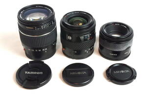 ■Aマウント レンズ3本■MINOLTA AF50mm 1:1.7■MINOLTA AF ZOOM 24-50mm 1:4■TAMRON AF ASPHERICAL XR 28-200mm 1:3.8-5.6■中古品■