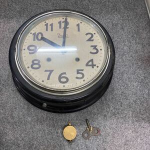 明治時計 meiji 丸型 掛時計 機械式 ゼンマイ式 直径36cm 古時計 昭和レトロ アンティーク 掛け時計
