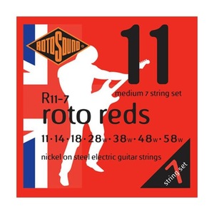 ロトサウンド 7弦ギター弦 1セット R11-7 Roto Reds 7 String MEDIUM 11-58 7弦エレキギター弦 ROTOSOUND