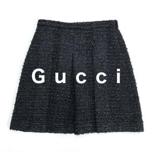 【未使用品】GUCCI ボックスプリーツスカート ツイード グレー 40