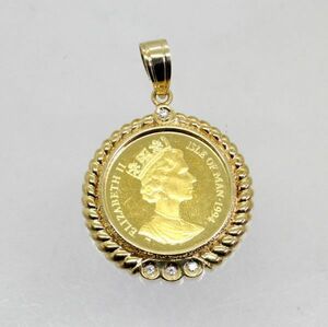 ◎中古美品◎１８金枠　ダイヤ　0.07ct　5分の1オンス　純金コイン　ペンダント