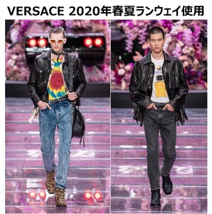 GW特価 SALE 新品 20SS VERSACE ヴェルサーチェ ランウェイ使用 ケミカルウォッシュデニム ジーンズ メンズ W31 スリムテーパード 80