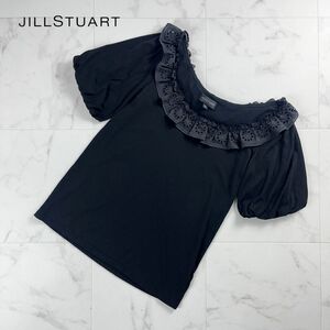 JILL STUART ジル スチュアート 襟付きTシャツ 半袖 トップス レディース 黒 ブラック サイズS*MC1005