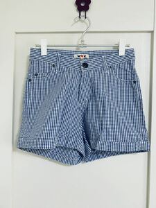 新品☆WC ダブルシー☆ブロックチェックショートパンツ☆ブルー☆M