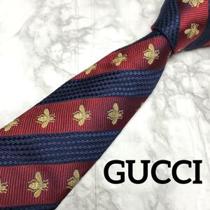 　GUCCI グッチ ネクタイ　ストライプ　ビー