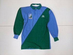 14．UMBRO 93年 ラグビー ワールドカップ 90s ヴィンテージ しっかり生地 長袖 ラガーシャツ ポロシャツ オールドアンブロ メンズO x407