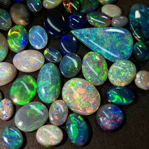 遊色効果抜群!!●天然ブラックオパールおまとめ●a 50ct ルース 裸石 宝石 ジュエリー jewelry opal 遊色 Black S