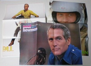 P1349【3ツ折リポスター】ポール・ニューマン Paul Newman 雑誌切抜 1970年代■■3枚