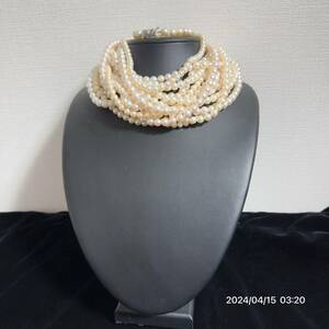 1000円〜　10 まとめ　美品　pearl パール　真珠 本真珠 ネックレス ブレスレット　15本セット　総重量約452g 送料無料　