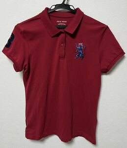 ジョルダーノレディース 半袖 ポロシャツ 刺繍（L)赤ゴルフGIORDANO半袖ポロシャツ ポロシャツ POLO
