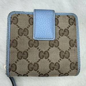 グッチ GUCCI 二つ折り 財布 コンパクトウォレット 346056 GG キャンバス ブルー 