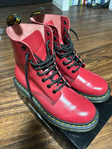 中古 ドクターマーチン Dr.Martens ブーツ UK6 RED レザー 8ホール 1460 パスカル PASCAL THAILAND タイ製