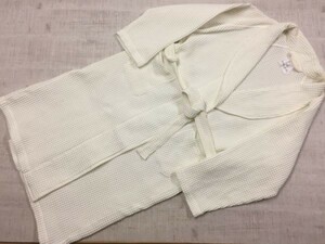 YUMI KATSURA 桂由美 ユミカツラ レトロ モード ワッフル 寝間着 ルームウェア ガウンコート バスローブ 男女兼用 日本製 綿100% 白