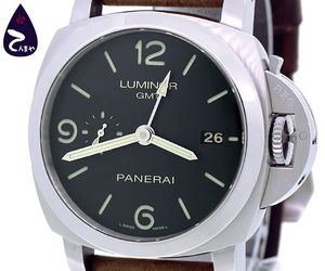 【質Shop天満屋】【人気】パネライ(PANERAI) ルミノール 1950 3デイズ GMT 純正替ベルト2本付 メンズ 自動巻き SS/革 デイト (PAM00320)