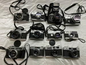 E5-143 【ジャンク・現状品】 フィルムカメラ まとめて 計12点 セット レンズ YASHICA Canon minolta OLYMPUS KONICA PENTAX