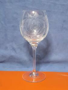 【美品】　Davinci Crystal バラの花彫刻　ダヴィンチ クリスタル　ワイングラス　刻印あり