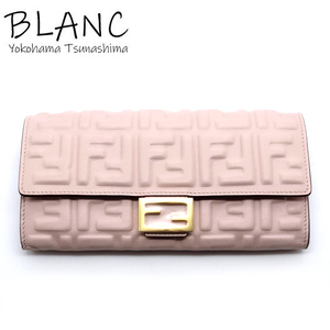 フェンディ バゲット コンチネンタル 長財布 レザー ピンク 8M0251 ゴールド金具 FENDI 横浜BLANC